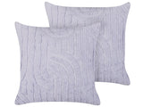 Set of 2 Decorative Cushions Violet Cotton Polyester Filling 45 x 45 cm Abstract Pattern Square Modern Home Accessory Living Room Bedroom Beliani