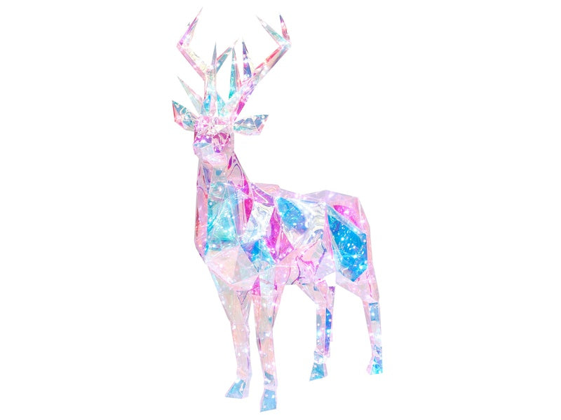 Outdoor LED Decoration Multicolour Iridescent Lighted Reindeer LED Lights Beliani