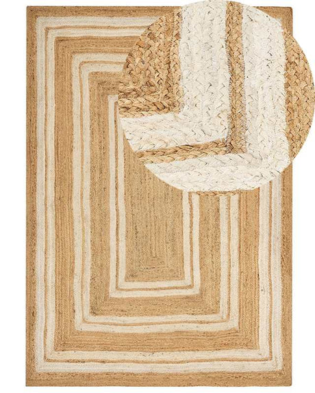 Area Rug Beige Jute 160 x 230 cm Braided Handmade Natural Boho Style Textile Beliani