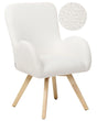 Lounge Chair White Boucle Upholstery Solid Modern Club Chair with Armrests  Wooden Legs Beliani