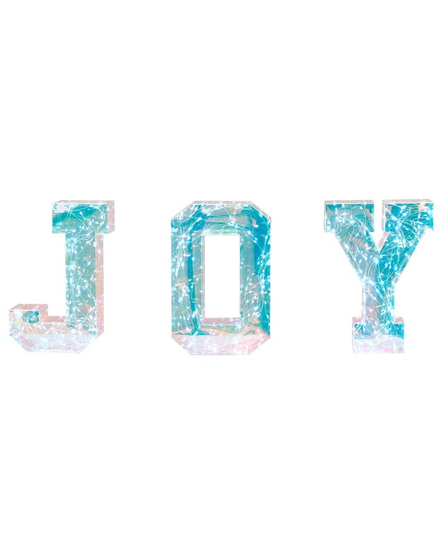 3 Piece LED Decoration Multicolour Iridescent Letter Lights Joy Lighted Signs  USB Powdered  Beliani