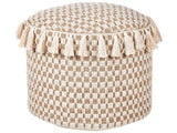 Pouf Natural Light Beige Seagrass Cotton 50 cm Styrofoam Filling Ottoman Handwoven Boho Style Beliani