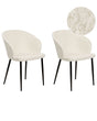 Set of 2 Dining Chairs Off-White Boucle Upholstered Black Legs Retro Style Living Space Furniture Beliani