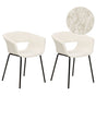 Set of 2 Dining Chairs Off-White Boucle Seats Armless Metal Legs for Dining Room Kitchen  Beliani