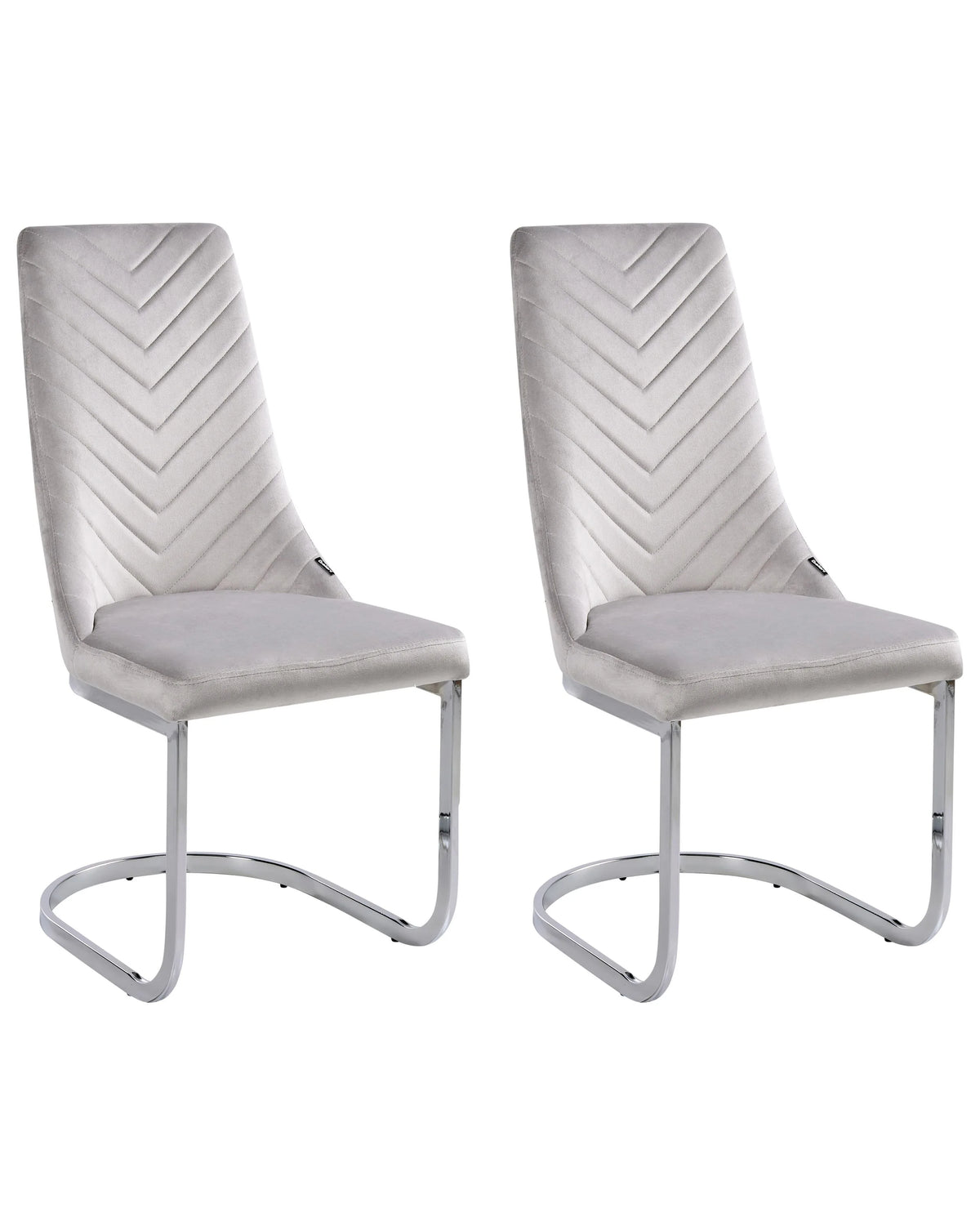 Set of 2 Dining Chairs Grey Velvet Armless High Back Cantilever Chair Living Room  Beliani