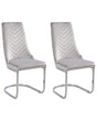 Set of 2 Dining Chairs Grey Velvet Armless High Back Cantilever Chair Living Room  Beliani
