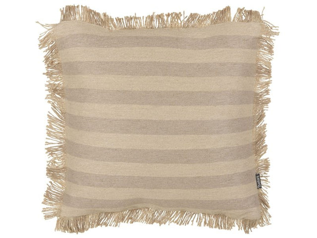 Decorative Cushion Beige Jute 45 x 45 cm Woven Removable with Zipper Fringe Edge Boho Decor Accessories Beliani