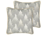 Set of 2 Scatter Cushions Grey 45 x 45 cm Christmas Tree Pattern Cotton Removable Covers Living Room Bedroom Beliani