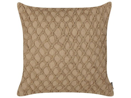 Decorative Cushion Beige Jute 45 x 45 cm Woven Removable with Zipper Geometric Pattern Boho Decor Accessories Beliani