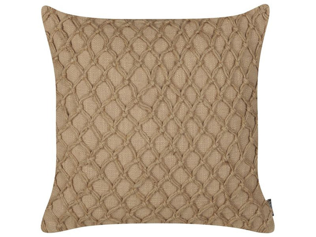 Decorative Cushion Beige Jute 45 x 45 cm Woven Removable with Zipper Geometric Pattern Boho Decor Accessories Beliani