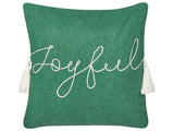 Scatter Cushion Green 45 x 45 cm Christmas Motif Tassels Cotton Removable Covers Living Room Bedroom Beliani