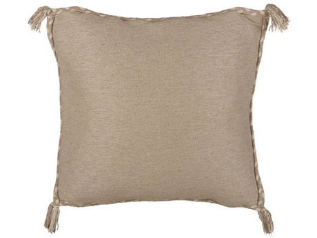 Decorative Cushion Beige Jute 45 x 45 cm Woven Removable with Zipper Decorative Tassels Boho Decor Accessories Beliani