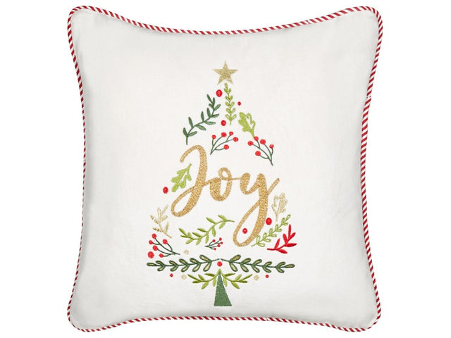 Scatter Cushion White Velvet Fabric 45 x 45 cm Christmas Tree Pattern Cotton Removable Covers Living Room Bedroom Beliani