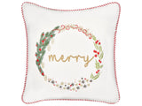 Scatter Cushion White Velvet Fabric 45 x 45 cm Christmas Motif Cotton Removable Covers Living Room Bedroom Beliani