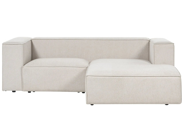 Left Hand 2 Seater Corner Sofa Beige Fabric Uoholstered Track Armrests Minimalistic Style Beliani