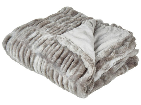 Bedspread Grey Soft Faux Fur Fabric 150 x 200 cm Shaggy Blanket Bedding  Beliani