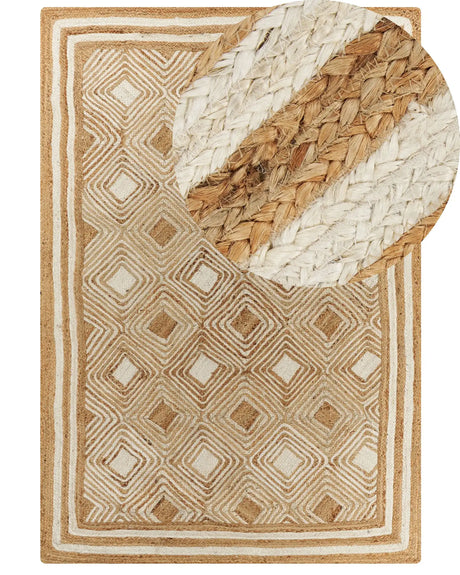 Area Rug Beige Jute 160 x 230 cm Braided Handmade Natural Boho Style Textile Beliani