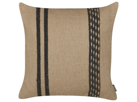 Decorative Cushion Beige and Black Jute 45 x 45 cm Woven Removable with Zipper Boho Decor Accessories Beliani