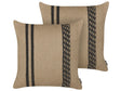 Set of 2 Decorative Cushions Beige and Black Jute 45 x 45 cm Woven Removable with Zipper Boho Decor Accessories Beliani