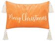 Scatter Cushion Orange Cotton Velvet 30 x 50 cm Christmas Motif Caption with Tassels Accessories Festive Decor Beliani