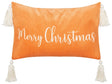 Scatter Cushion Orange Cotton Velvet 30 x 50 cm Christmas Motif Caption with Tassels Accessories Festive Decor Beliani