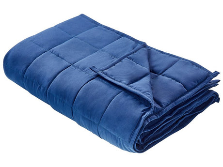 Weighted Blanket Navy Blue Polyester Fabric Glass Beads Filling Rectangular 100 x 150 cm 4kg 8.81lb Quilted Beliani