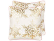 Set of 2 Scatter Cushions White Gold Cotton 45 x 45 cm Christmas Motif Snowflake Print Accessories Festive Decor Beliani