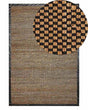 Area Rug Black and Beige Jute Cotton Leather 140 x 200 cm Rectangular Handwoven Carpet Checked Pattern Rustic Traditional Design Beliani