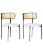 Set of 2 Accent Dining Chairs Metal Black Frame Grey Fabric Seat Viennese Braid Backrest Retro Seating Beliani