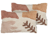 Set of 2 Tufted Scatter Cushions Multicolour Cotton 30 x 50 cm Boho Style Decor Accessories Beliani