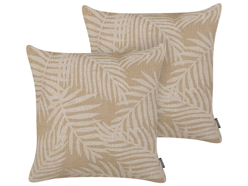 Set of 2 Scatter Cushions Beige Jute 45 x 45 cm  Natural Boho Style Decor Accessories Beliani