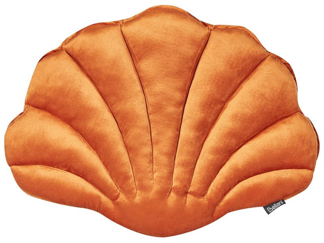 Seashell Scatter Cushion Orange Velvet Scallop Shape Throw Pillow Decoration Marine Theme Textiles Beliani