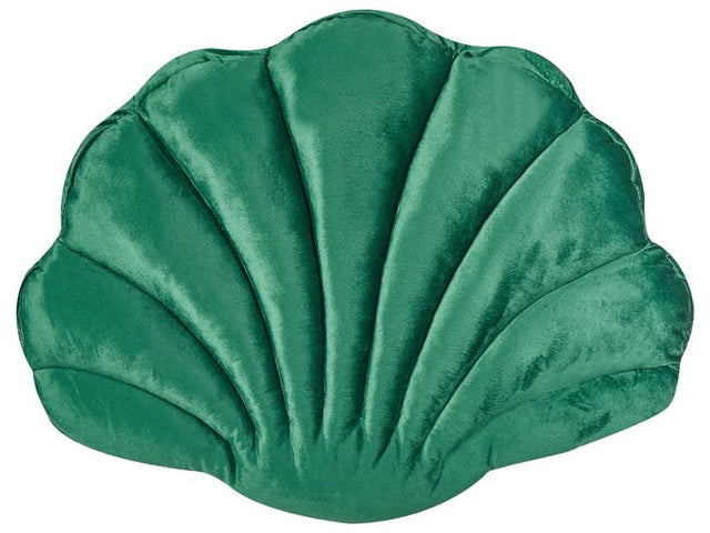 Seashell Scatter Cushion Emerald Green Velvet Scallop Shape Throw Pillow Decoration Marine Theme Textiles Beliani