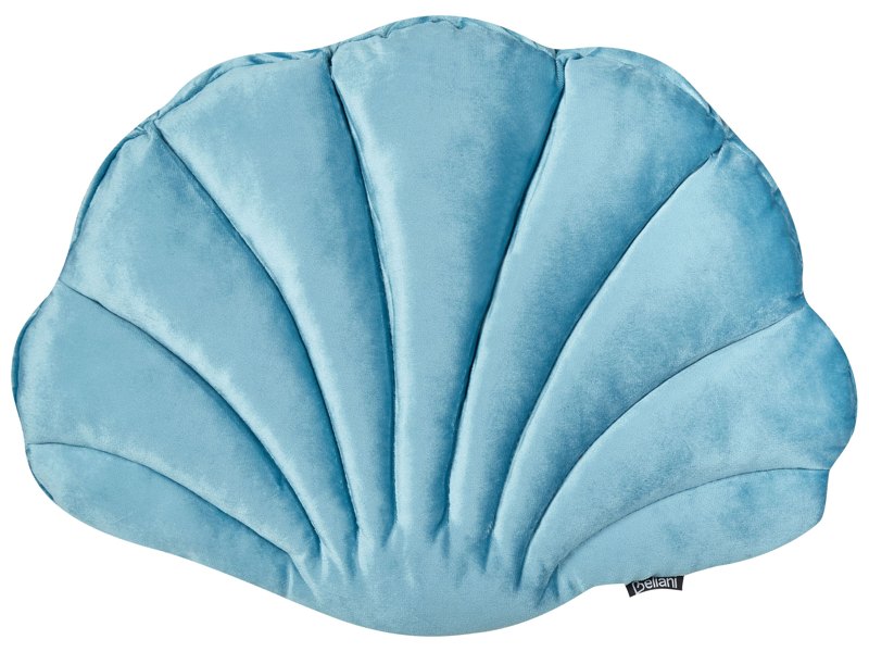 Seashell Scatter Cushion Light Blue Velvet Scallop Shape Throw Pillow Decoration Marine Theme Textiles Beliani