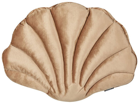 Seashell Scatter Cushion Beige Velvet Scallop Shape Throw Pillow Decoration Marine Theme Textiles Beliani