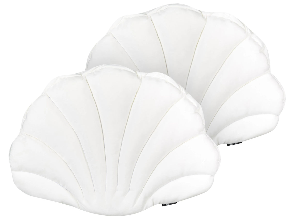 Set of 2 Seashell Scatter Cushions Off-White Velvet Scallop Shape Throw Pillow Decoration Marine Theme Textiles Beliani