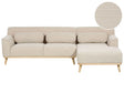 Corner Sofa Beige Corduroy Rubberwood Base 3 Seater Left Hand Retro Couch Settee Jumbo Cord Living Room Beliani