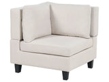 Corner 1-Seat Section Light Beige Polyester Fabric Upholstered Armchair with Cushion Module Piece Modular Sofa Element Beliani