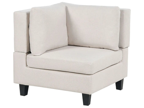 Corner 1-Seat Section Light Beige Polyester Fabric Upholstered Armchair with Cushion Module Piece Modular Sofa Element Beliani