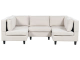 Modular Sofa Light Beige Fabric Upholstered U-Shaped 5 Seater with Ottoman Cushioned Backrest Modern Living Room Couch Beliani
