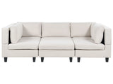 Modular Sofa with Ottoman Light Beige Fabric Upholstered U-Shaped 5 Seater with Ottoman Cushioned Backrest Modern Living Room Couch Beliani