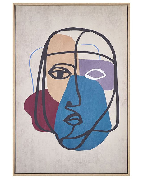 Canvas Art Print Multicolour 93 x 63 cm Glam Abstract Face Lady MDF Frame Eclectic Modern Beliani