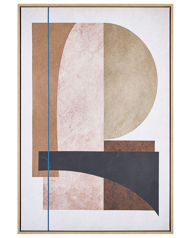 Canvas Art Print Pink 93 x 63 cm Abstract Shapes Geometric MDF Frame Eclectic Modern Living Room Hallway Beliani