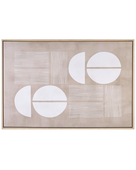 Canvas Art Print Beige 93 x 63 cm Abstract Shapes Geometric MDF Frame Eclectic Modern Living Room Hallway Beliani