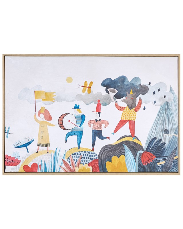 Canvas Art Print Multicolour MDF Frame 63 x 93 cm Modern Characters Adventure Motif for Kids Beliani