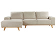 Corner Sofa Beige Upholstery Polyester Fabric Light Wooden Legs Pillow Backrest Modern Design Beliani