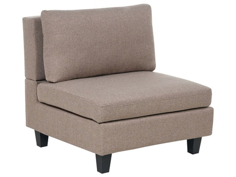 1-Seat Section Light Brown Fabric Upholstered Armchair with Cushion Module Piece Modular Sofa Element Beliani