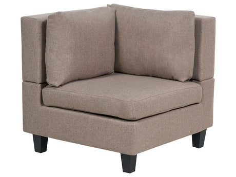 Corner 1-Seat Section Brown Polyester Fabric Upholstered Armchair with Cushion Module Piece Modular Sofa Element Beliani