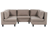 Modular Sofa Brown Fabric Upholstered U-Shaped 5 Seater with Ottoman Cushioned Backrest Modern Living Room Couch Beliani