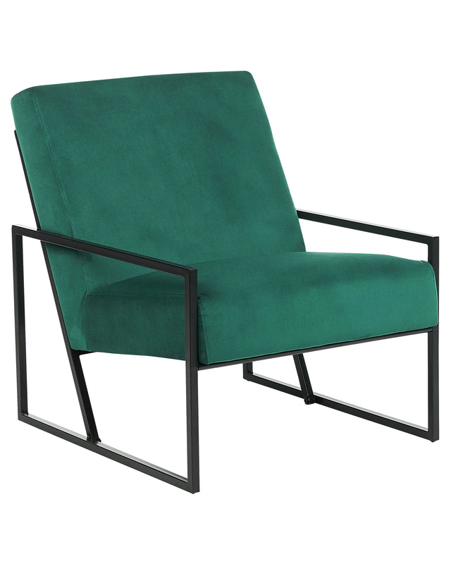 Armchair Green Velvet 83L x 69W x 83H Backrest Armrest Black Metal Frame Modern Glam Living Room Beliani